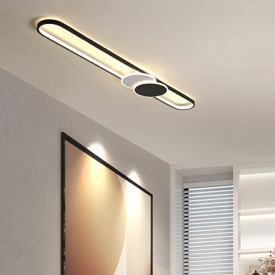 3 Light Flush Light Fixtures Minimalist Style Oval Shape Metal Ceiling Mounted Lights