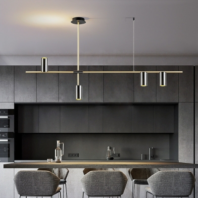 5 Light Pendant Lights Fixtures Modern Style Cylinder Shape Metal Hanging Lamp