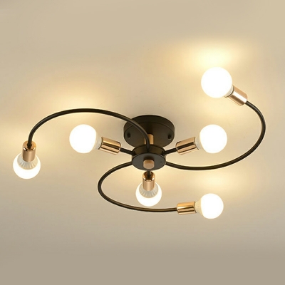 8 Light Flush Light Fixtures Simple Style Sputnik Shape Metal Ceiling Mounted Lights
