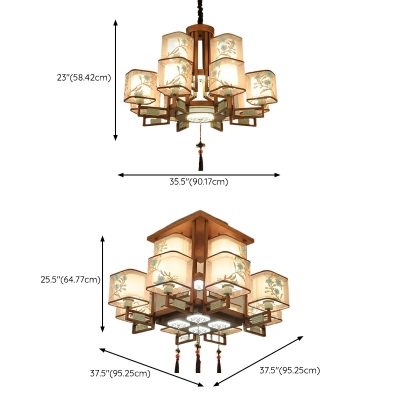 Chinese Classical Fabric Ceiling Lamp Traditional Creative Embroidery Ceiling Light Fixture