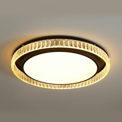 Crystal Round Shape Ceiling Lamp Modern LED Bedroom Flush Mount Light