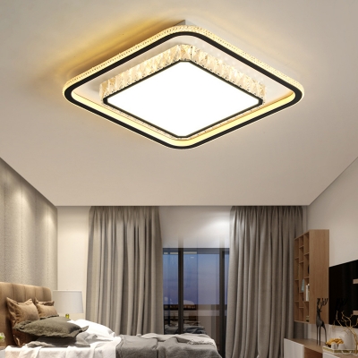 Geometrical Crystal Flush Mount Light Simple Style Bedroom Ceiling Lamp