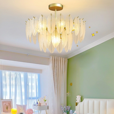 Light Luxury Cream Chandelier Style Master Bedroom Modern Glass Hanging Lamp