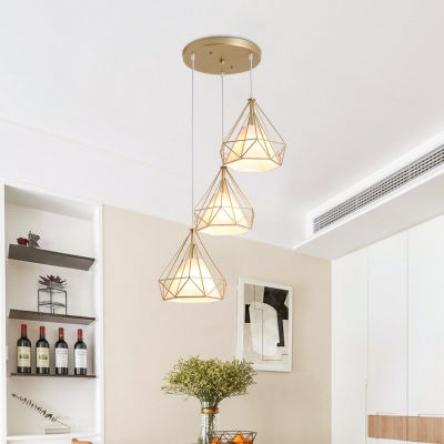 Modern Simple Creative Loft Lighting Art Diamond Iron Bar Chandelier Nordic Restaurant