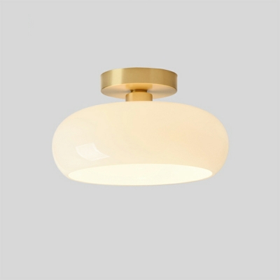 Nordic Style LED Celling Light Modern Drum Shape Glass Flushmount Light