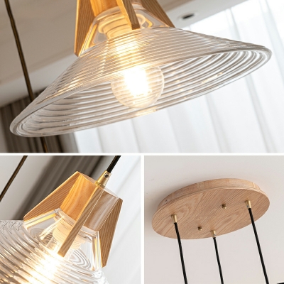 Nordic Wooden Single Pendant Japanese Retro Glass Hanging Lamp