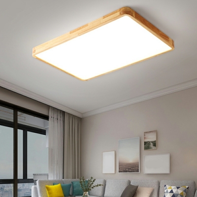 1 Light Flush Light Fixtures Minimalistic Style Geometric Shape Wood Ceiling Mounted Lights