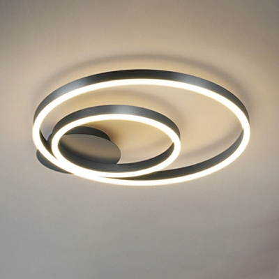 2 Light Flush Light Fixtures Minimalistic Style Geometric Shape Metal Ceiling Mounted Lights