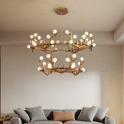 54 Light Pendant Chandelier Traditional Style Antlers Shape Metal Hanging Ceiling Light