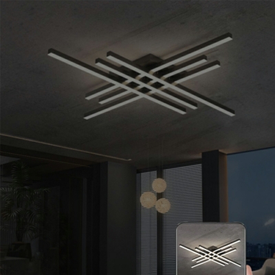 6 Light Flush Light Fixtures Minimalistic Style Linear Shape Metal Ceiling Mounted Lights