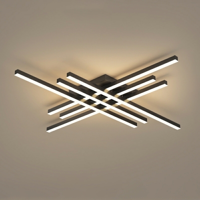 6 Light Flush Light Fixtures Minimalistic Style Linear Shape Metal Ceiling Mounted Lights