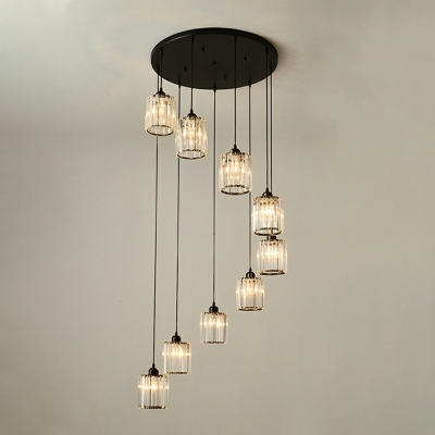 9 Lights Duplex Floor Hanging Lamp Modern Light Luxury Crystal Hanging Lamp