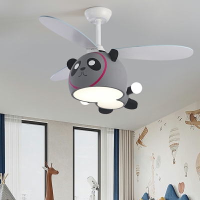 Cute Bear Shape Flush Ceiling Light Fixtures Plastic Ceiling Fan in Remote Control