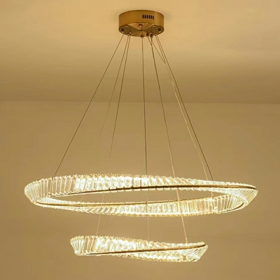 Gold Twisted Hanging Chandelier Modern Style Crystal Chandelier Light