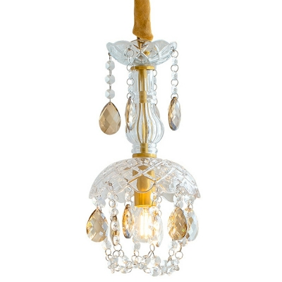 Light Luxury Brass Light Simple Modern Bar Bedside Retro Crystal Aisle Porch Hanging Lamp