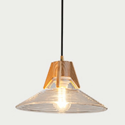 Nordic Wooden Single Pendant Japanese Retro Glass Hanging Lamp