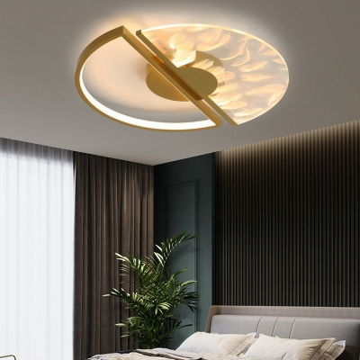 Round Flush Ceiling Light Postmodern Feather Living Room Flush Lamp