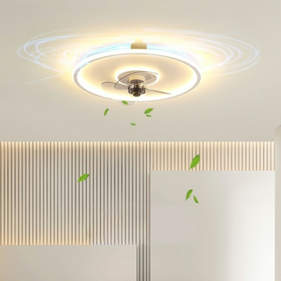 Round Flush Mount Fan Lamps Contemporary Style Flush Fan Light Acrylic for Bedroom
