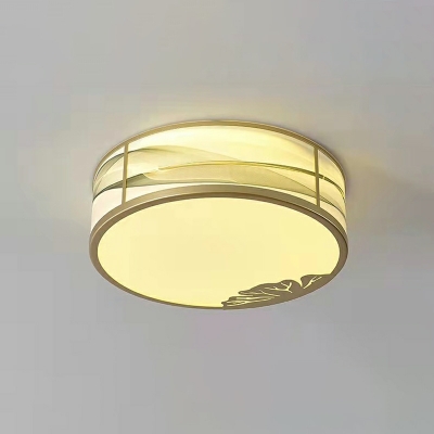 1 Light Ceiling Mounted Fixture Minimalist Style Drum Shape Metal Flushmount Lighting