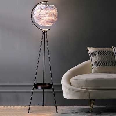 1 Light Floor Lamp Contemporary Style Globe Shape Metal Standing Lights