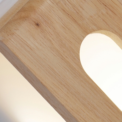 1 Light Sconce Light Simplistic Style Rectangle Shape Wood Wall Mounted Lamp