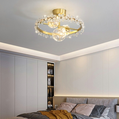4 Light Flush Light Fixtures Minimalistic Style Round Shape Metal Ceiling Mounted Lights