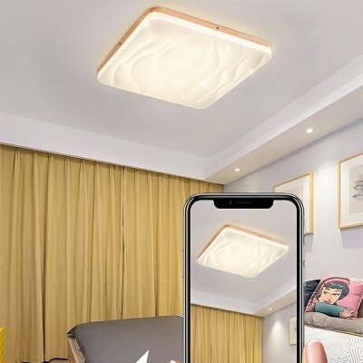 Acrylic Geometric Flush Mount Light Contemporary LED Wood Ceiling Flush Mount
