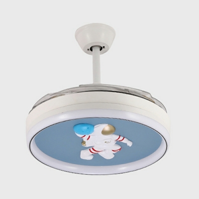 Drum Shape Flush Mount Fan Simplistic  Acrylic Cute Ceiling Mounted Fan