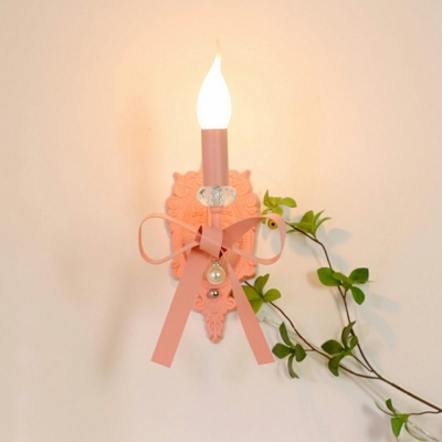 Girl's Bedroom Pink Headboard Wall Lamp Bow Princess Style Romantic Creative Wall Light