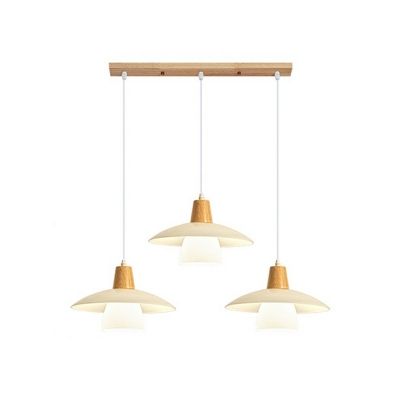 Glass Hanging Lamps Contemporary Style Wood Suspended Lighting Fixture for Restaurant
