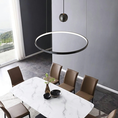 Italian Minimalist Copper Chandelier Light Luxury Creative Ring Dining Room Chandelier in Black