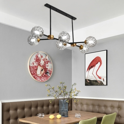 Modern Creative Glass Chandelier Industrial Metal Island Light for Living Room