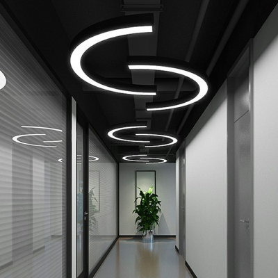 Modern LED Half Arc Pendant Light Creative Minimalist Pendant Light for Office