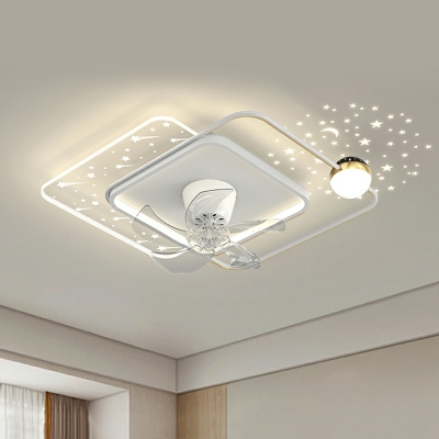 Modern Minimalist LED Ceiling Mounted Fan Light Creative Romantic Star Moon Ceiling Fans