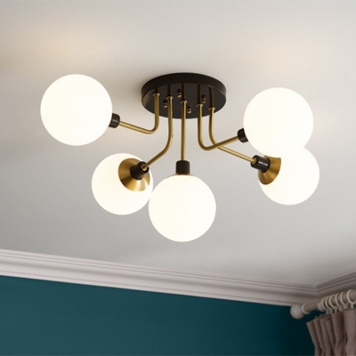 Semi Flush Ceiling Light Postmodern Glass Shade Living Room Flush Lamp