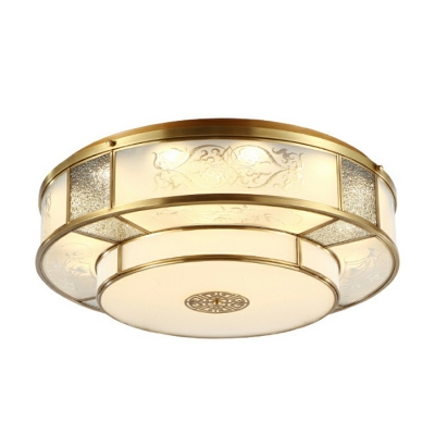 1 Light Close To Ceiling Fixtures Traditional Style Drum Shape Metal Flushmount Lighting