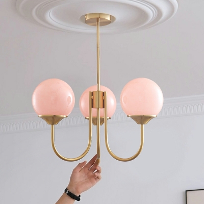3 Light Pendant Lighting Ultra-Modern Style Globe Shape Metal Hanging Ceiling Light