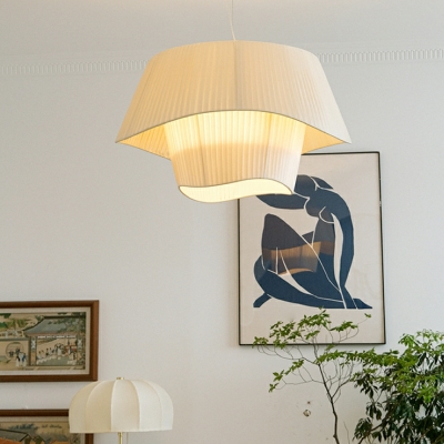 French Simple Fabric Hanging Lamp Creative Plain Hanging Lamp