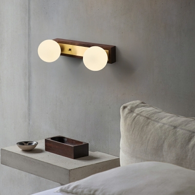 Nordic Creative LED Vanity Lamp Modern Walnut Wood Sconce Wall Light for Bathroom