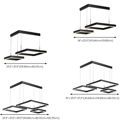 Nordic Minimalist Square Chandelier Creative LED Multi Layer Chandelier for Living Room
