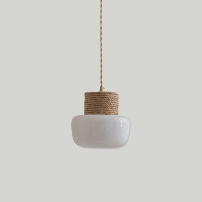 Nordic Simple Single Pendant Creative Hemp Rope Glass Hanging Lamp
