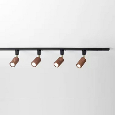 Nordic Walnut Track Spotlight Simple Adjustable Ceiling Lamp for Bedroom