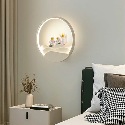 Round LED Sconce Light Contemporary Style Wall Sconce Lighting for Bedroom