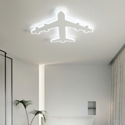 1 Light Ceiling Lamp Kids Style Airplane Shape Metal Flush Mount Chandelier Lighting