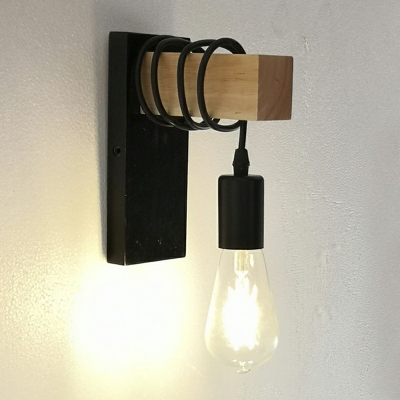 1 Light Sconce Light Fixture Nordic Style Geometric Shape Wood Wall Mounted Lamps