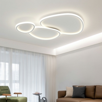3 Light Close To Ceiling Fixtures Minimalistic Style Ring Shape Metal Flushmount Lighting