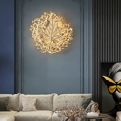 3 Light Wall Lighting Ideas Nordic Style Leaf Shape Metal Sconce Lights