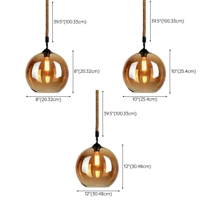 American Glass Hanging Lamp Industrial Hemp Rope Hanging Lamp