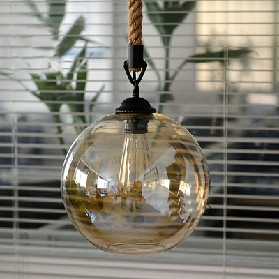 American Glass Hanging Lamp Industrial Hemp Rope Hanging Lamp
