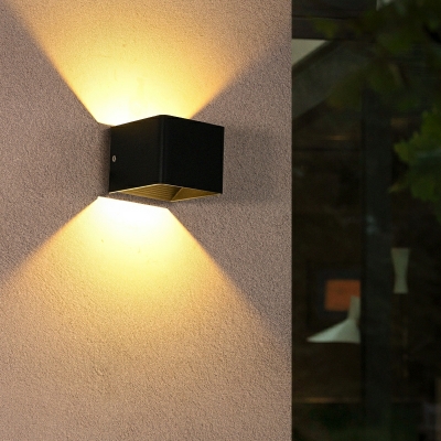 Square Black Sconce Lights Contemporary Style Wall Mounted Lighting for Living Room